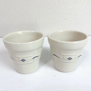 Set of 2 Longaberger Woven Traditions Blue Flower Pots 4”
